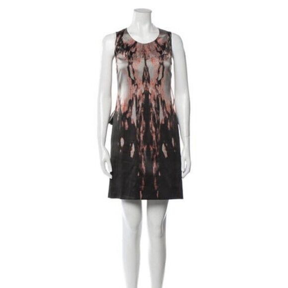 Givenchy Authentic Silk Black Gray Coral Orange Tank Mini Dress 38 Small Italy - Picture 1 of 9